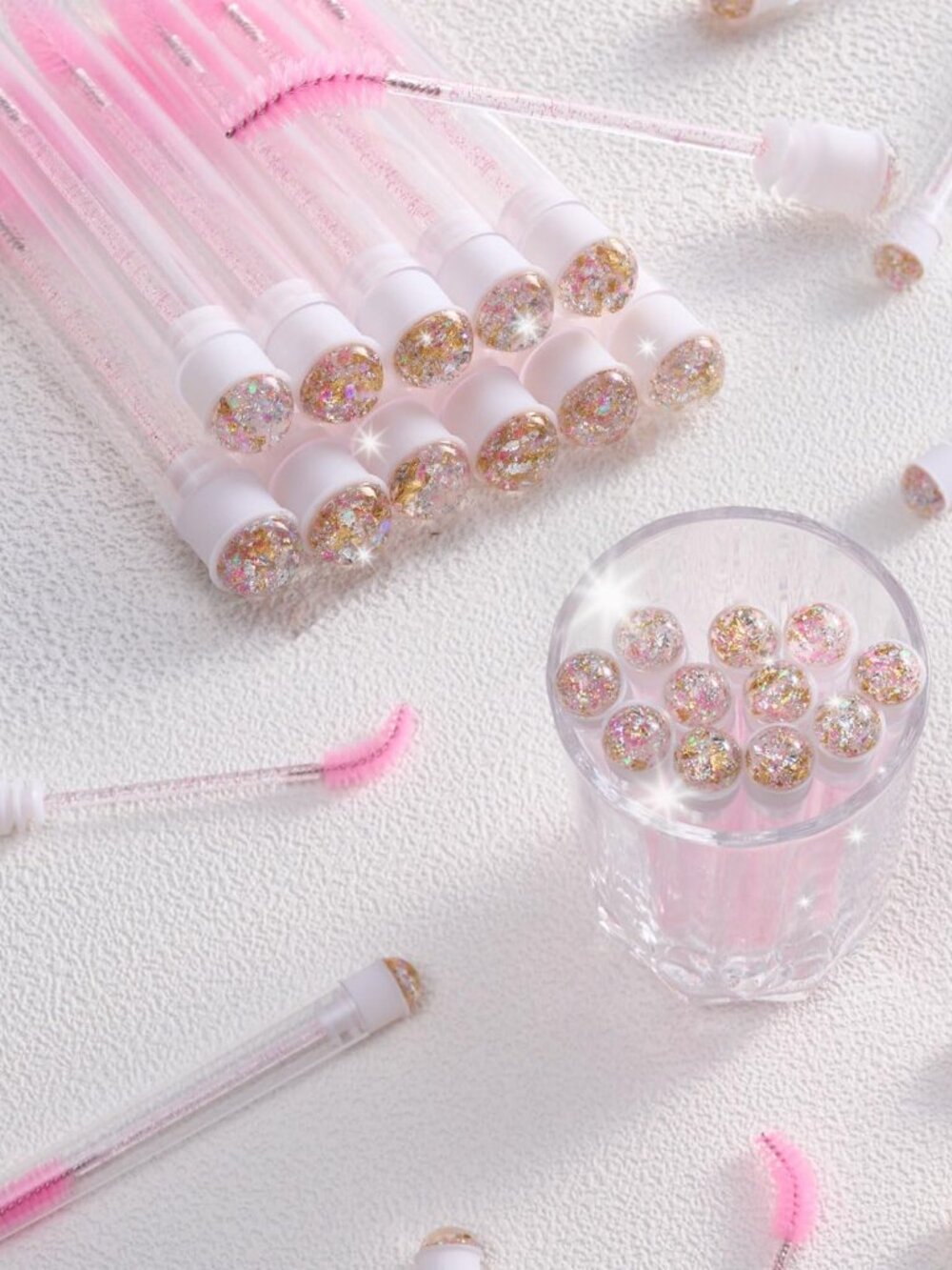 New 48pc Diamond Mascara Wands Set Crystal Lash Spoolies Reusable Tubes✨🩷